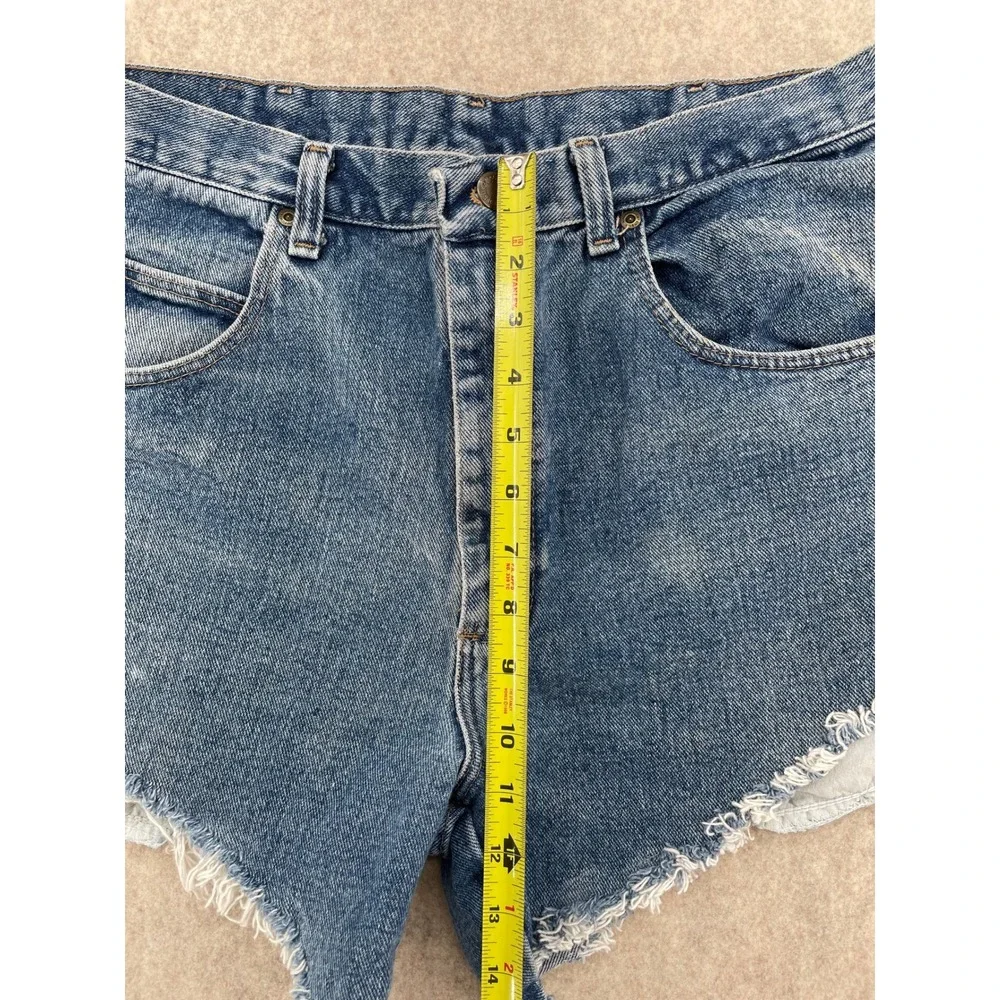 Vintage Wrangler Cutoff Denim Shorts 34 Frayed Raw Hem Blue Jean Shorts